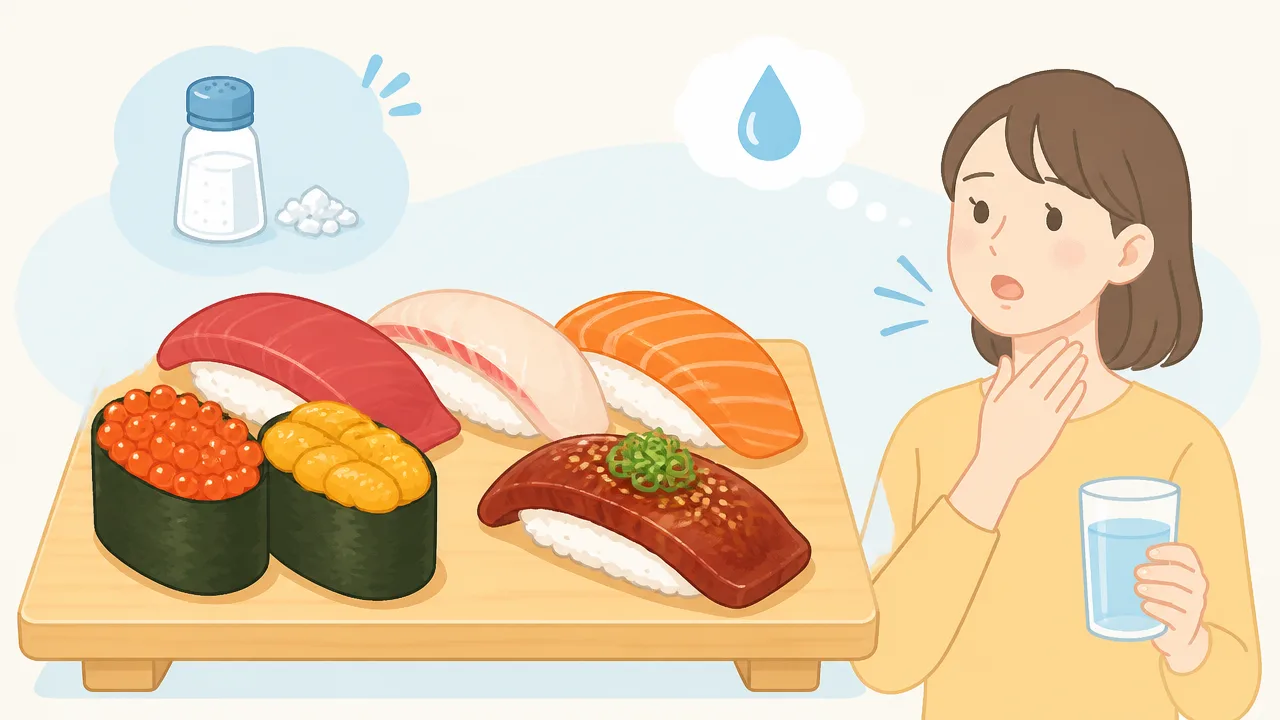寿司を食べたあとに喉が乾くのはなぜ?考えられる原因と対策
