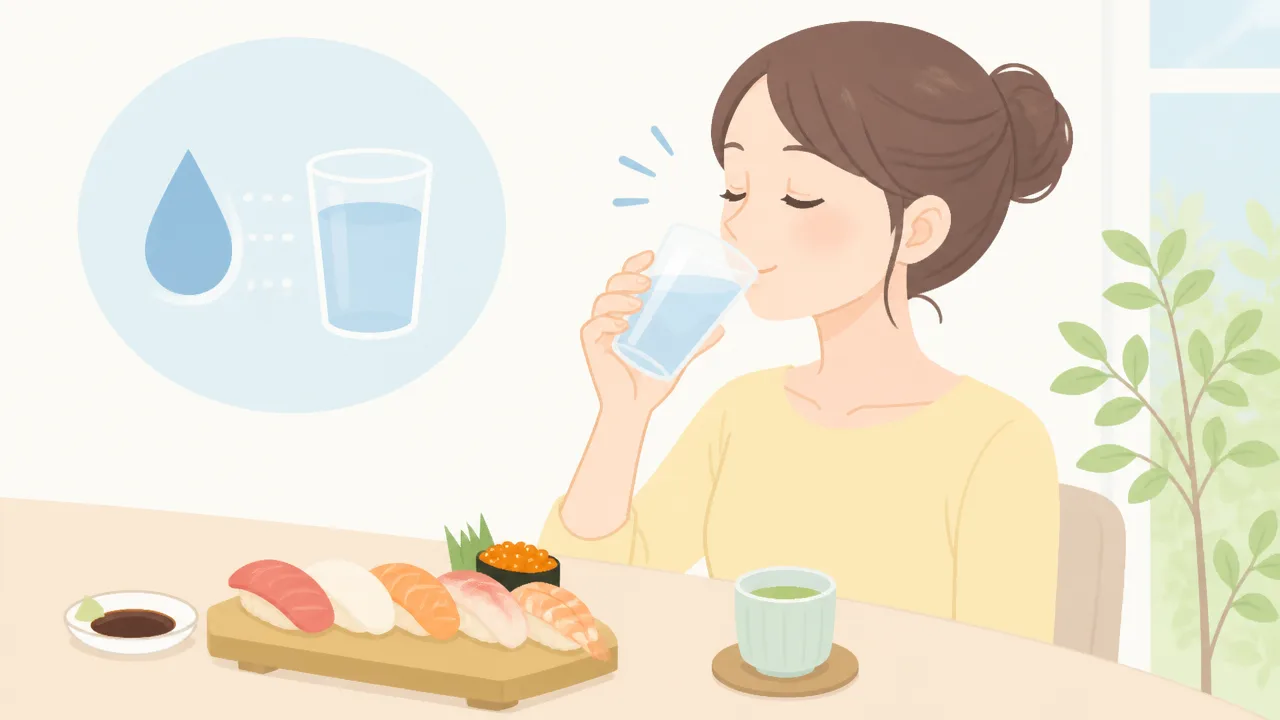 寿司を食べたあとに喉が乾くのはなぜ?考えられる原因と対策