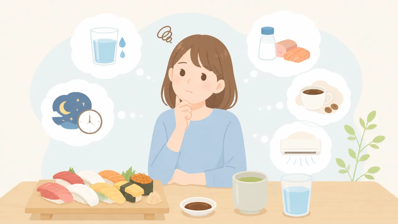 寿司を食べたあとに喉が乾くのはなぜ?考えられる原因と対策